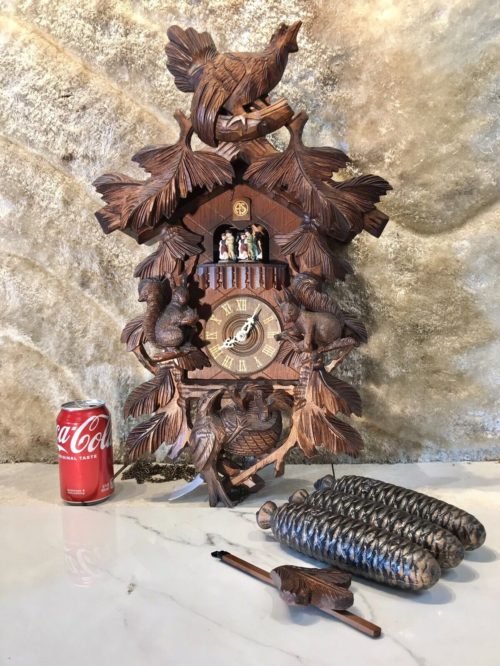 7 Days Large Germany Black Forest Strike Swiss Musical Cuckoo Clock,3 Weights