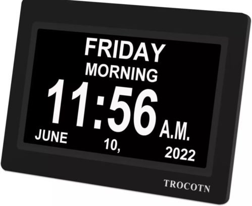 7 In Calendar Clock Dementia Clock Large Display Alarm Clock W/Auto DST Seniors