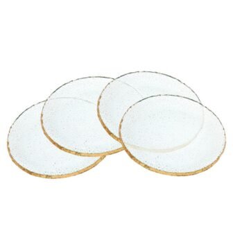 7 in. Harper Crystal Dessert Plates with Gold Trim (Set of 4)