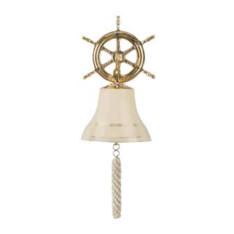 7 in. x 10 in. Brass Metal Gold Bell Wall Decor with...