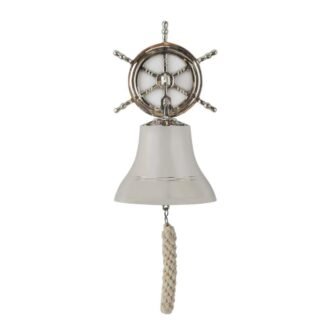 7 in. x 6 in. Brass Metal Silver Indoor Outdoor Bell Wall...