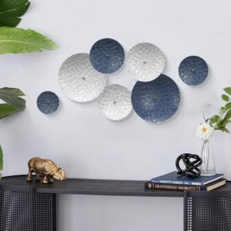 7PCS 12 in. x 12 in. Silver and Navy Blue Wall Hanging...