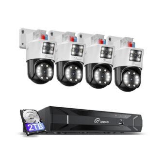8-Channel 4K(4MP+4MP) Dual Lens PoE Camera System 2TB HDD, Wired PT Spotlight...