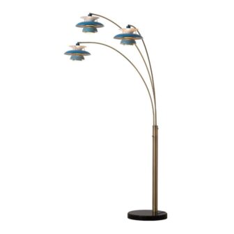 83 in. Blue Palm Springs 3 Light Arc Lamp