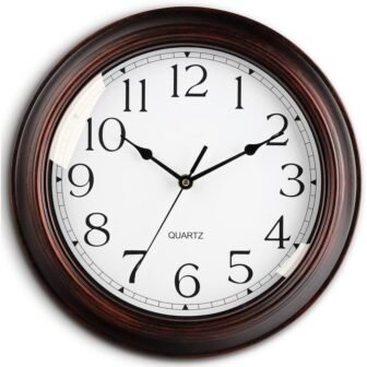 8.5 in. Bronze Analog Silent Non-Ticking Wall Clock Retro Rustic Style Decorative...