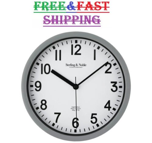 8.78" Analog-Wall Clock Large Modern Home Office-Mirror Surface Decor Gray-USA