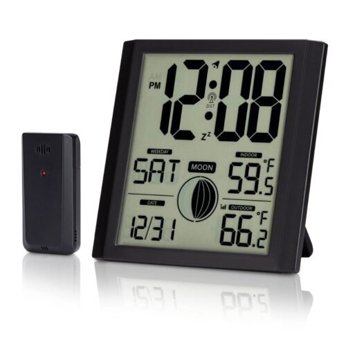 8.8" Atomic Wall Clock with Weather Station Wireless Indoor Outdoor Temperature