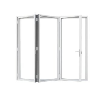 88 in. x 96 in. Left Center Opening/Outswing Double Tempered Glass White...