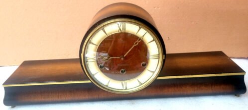 8 Day Running & Chiming Long German Mantle Clock-- 22 x 8 1/2 Inches