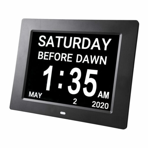 8" Digital LCD Day Clock 8 Alarm Time Office Wall Date Calendar Dementia Week