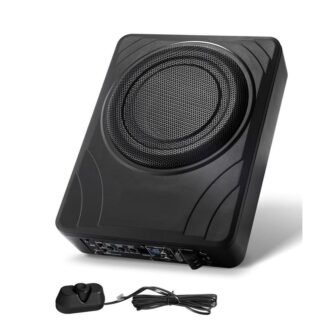 8 in. 300-Watt Under Seat Car Subwoofer Slim Powered Subwoofer with Amplifier...