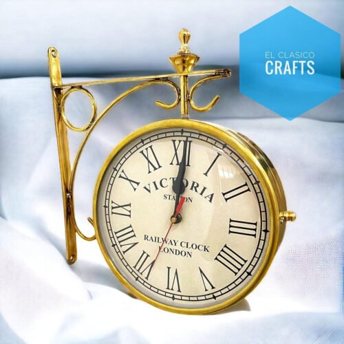 8 Inch Brass Double Sided Polish Finish Wall Clock Home & Office Wall Decor Gift