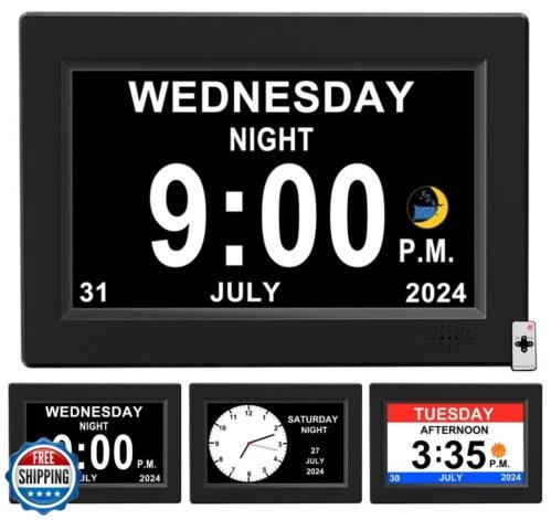 8inch Extra Large Impaired Vision Digital Alarm Clock with Day and Time for E