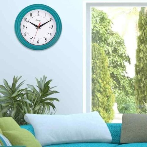 8 Inch Teal Blue Battery Operated Quartz Wall Clock Basic Indoor Home Display