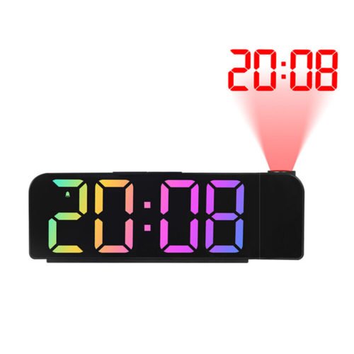 8in LED Projection Digital Clock LCD Screen Display Temperature Date Alarm Clock