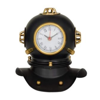 8 in. x 8 in. Black Brass Nautical Analog Clock