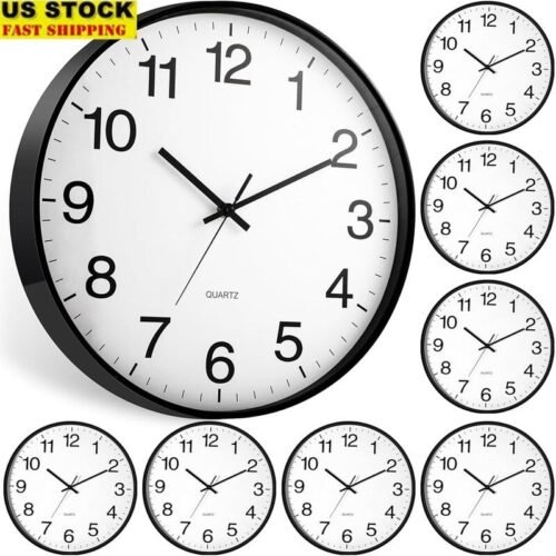 8 Pcs Silent Wall Clocks Battery Operated Non Ticking Decorative Indoor Use