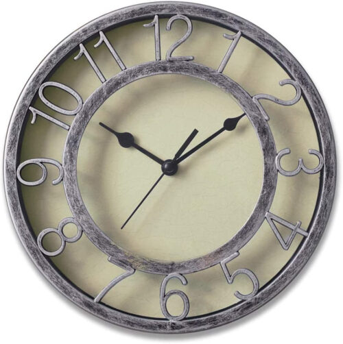 8" Silent Quartz Wall Clock Non Ticking Digital Silver Clocks W 3D Numbers