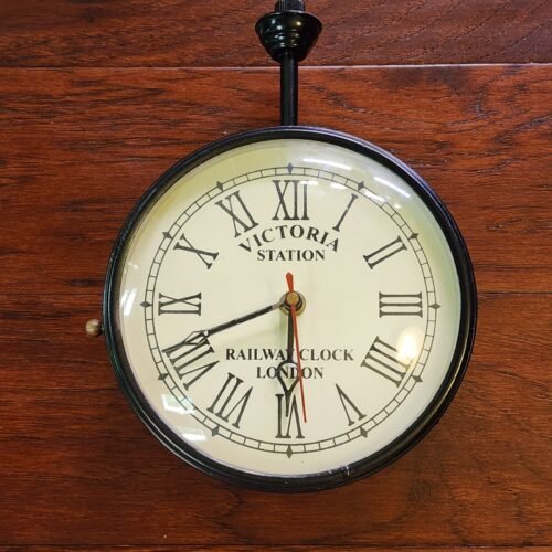 8'' Victoria Station Clock Double Sided Railway Wall Clock Black *USED No Mount