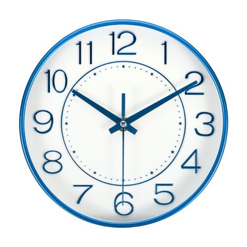 8" Wall Clock Battery Operated Silent Non-Ticking Round Modern Clock Blue