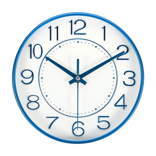 8" Wall Clock Battery Operated Silent Non-Ticking Round Modern Wall Clock Blue