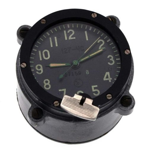 9-day / 14-jewels Soviet 70's-made Tank Clock 127CS / 127ChS, w/ GILDED BALANCE!