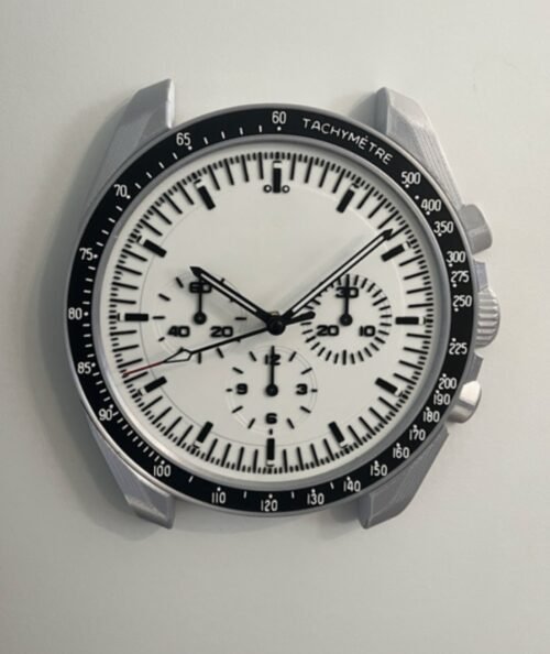 9-inch Wall Clock - Luxury Watch Lunar Chronograph Style - White Dial
