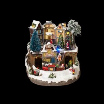 9.06 in. H Electric Fiber Optic Village