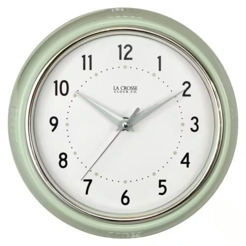 9.5 In. Pistachio Green Retro Diner Quartz Analog Wall Clock