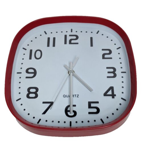 9.5 In. Red Retro Wall Clock | Kitchen Quartz Square Oval Lens/ New Battery