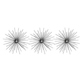 9.5 in. x 27 in. Cabers Metallic Silver Starbursts Metal Wall Art