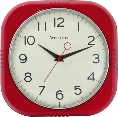9.5" Red Square Retro Analog QA Wall Clock