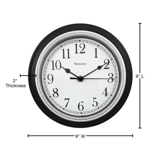 9 In. Black Simplicity Clock with Bezel