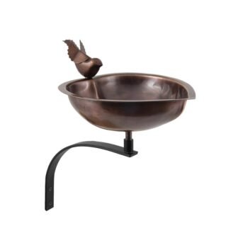 9 in. Dia, Antique Copper Heart Shaped Birdbath Bowl with Wall Mount...