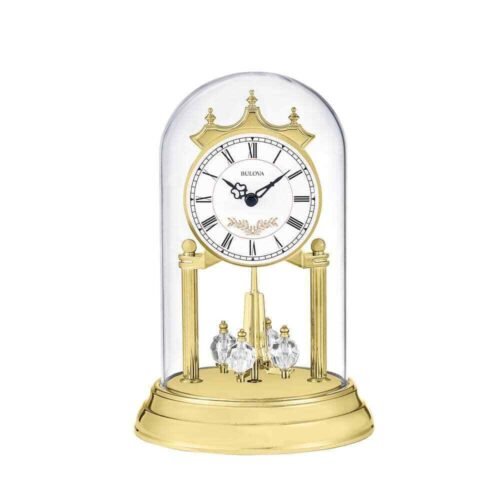 9 in. H x 6 in. W Table Clock with Westminster Chime and Gold