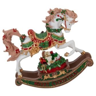 9 in. Musical and Animated Christmas Rocking Horse Figure