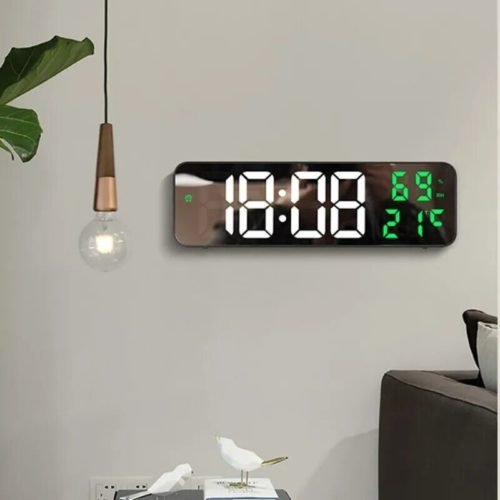 9" LED Large Digital Wall Clock Temperature Humidity Night Mode Snooze 12/24H US