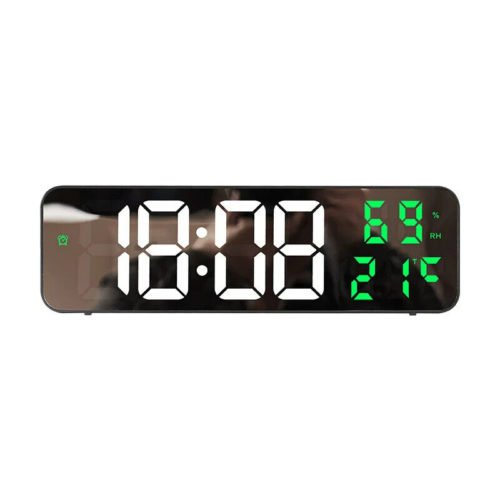 9" LED Large Digital Wall Clock Temperature Humidity Night Mode Snooze 12/24H US