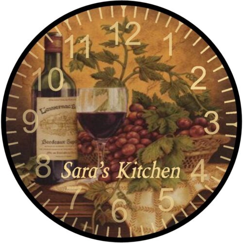 9" Personalized Grape Wine Wall Clock