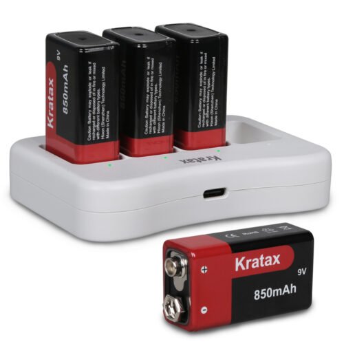 9V Lithium Rechargeable Batteries 9 Volt Li-Ion Battery andCharger Lot