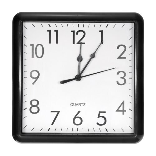 9x9 Inch Wall Clock Quartz Battery Operated Silent Square Black