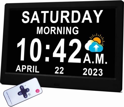 A 11.5-inch large digital clock with date and date in voice dialogue