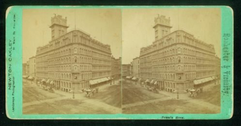a636, Newton Oakley Stereoview, # -, Powers' Block, Rochester, NY, 1870s