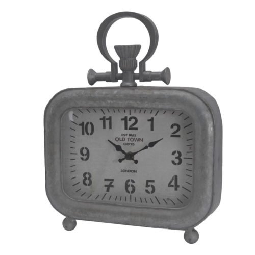 A&B Home Grey Metal Table Clock Grey