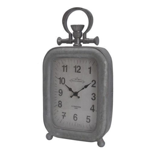 A&B Home Silver Metal Table Clock Grey