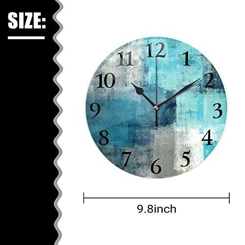Abstract Art Wall Clock Modern Wall Clocks of Silent 9.8"x9.8" Turquoise Grey