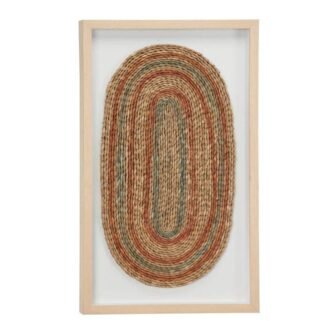 Abstract Oval Earth Tone Rope and Wood Wall Art