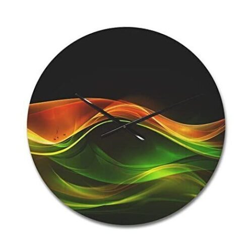 'Abstract Yellow in Black ' Modern Wood Wall Clock Large 23x23 Green