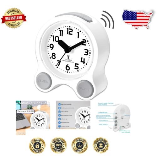 Accessible Atomic Talking Clock: 5 Alarm Settings & Adjustable Volume Feature