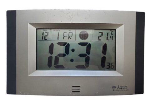 Acctim Digital Wall Desk Clock Radio Controlled Temperature Moon Phase FLAW
